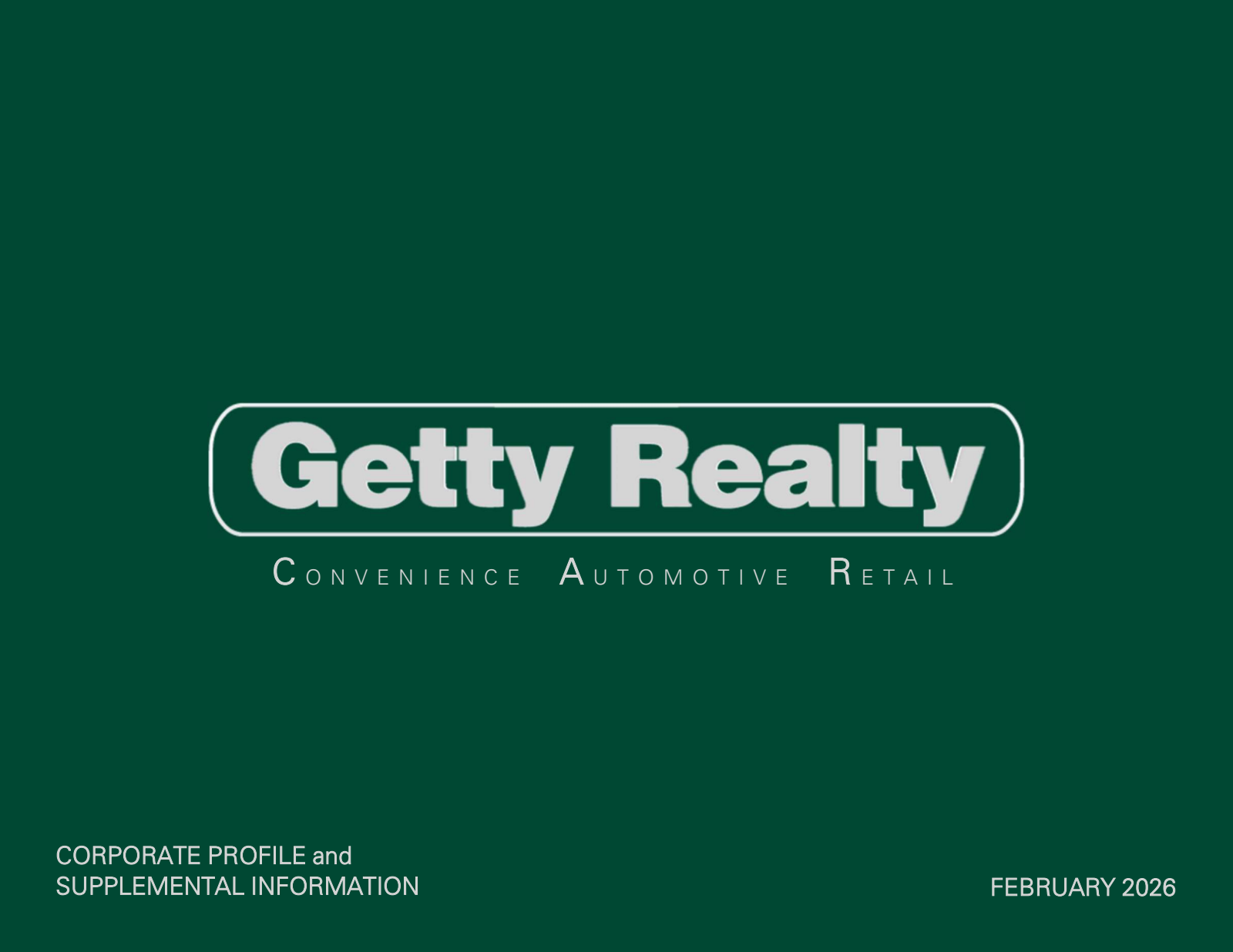 Getty Realty's Q4 2025 Slide Deck
