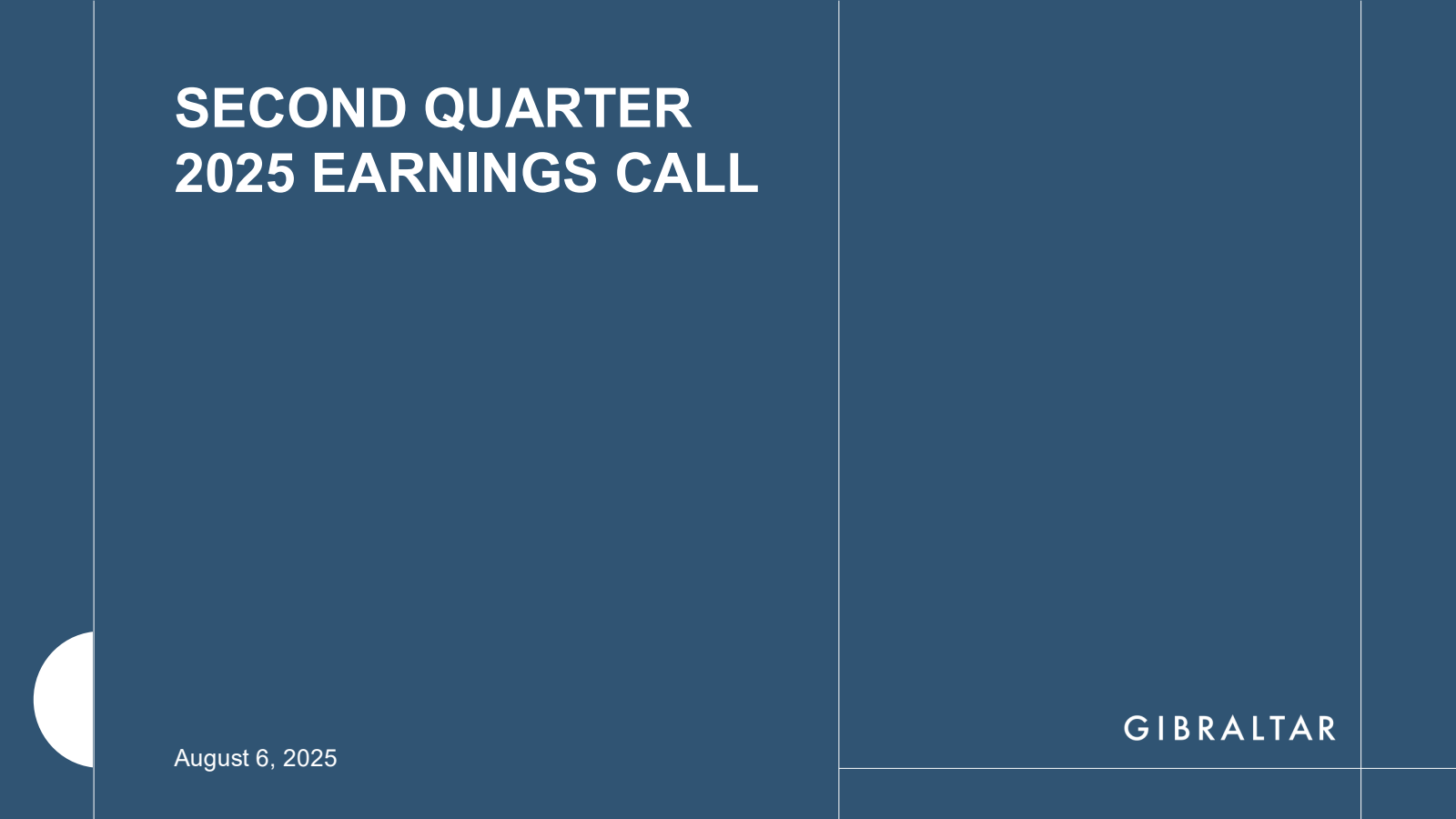 Gibraltar Industries' Q2 2025 Slide Deck