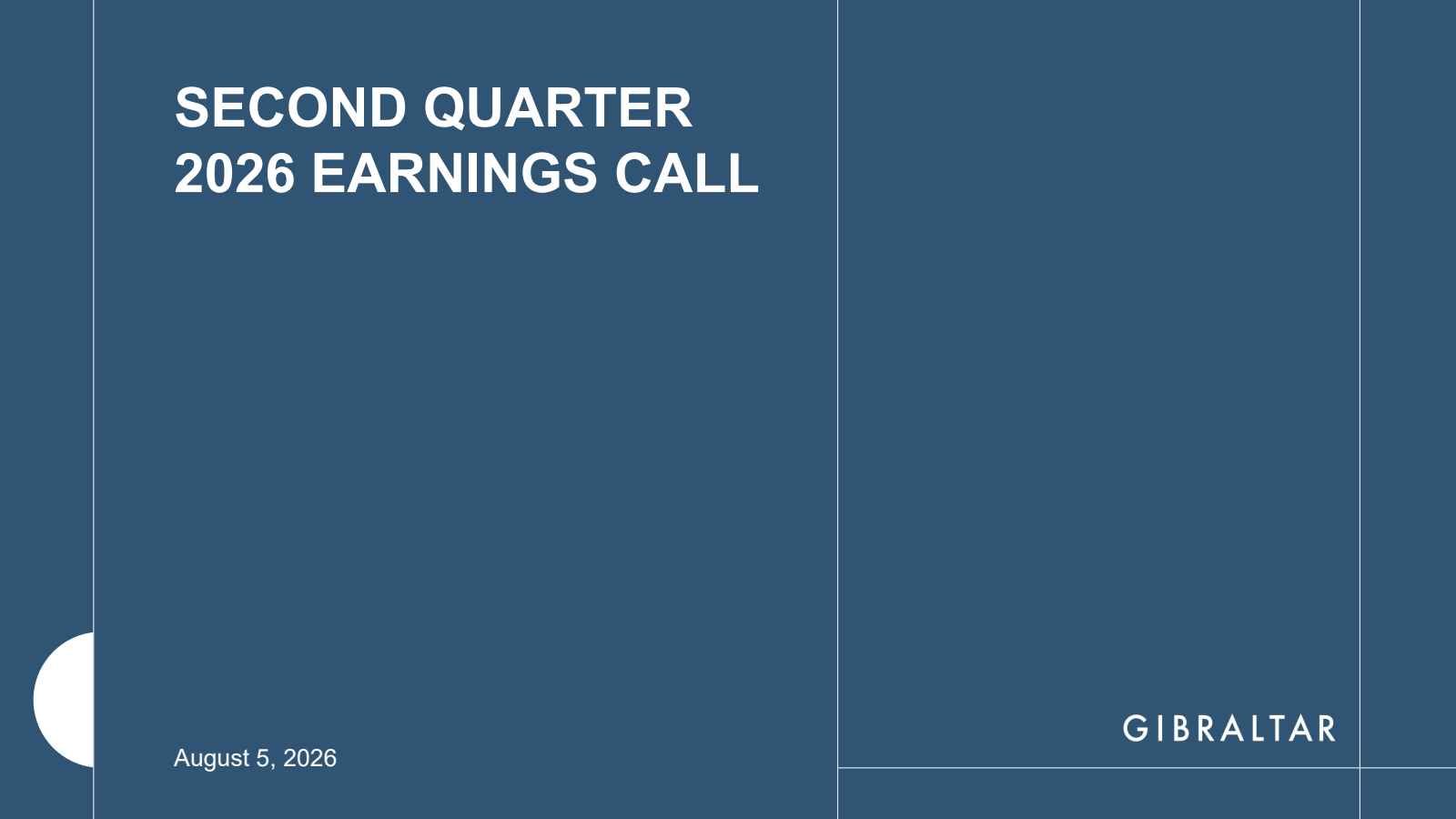 Gibraltar Industries' Q2 2026 Slide Deck