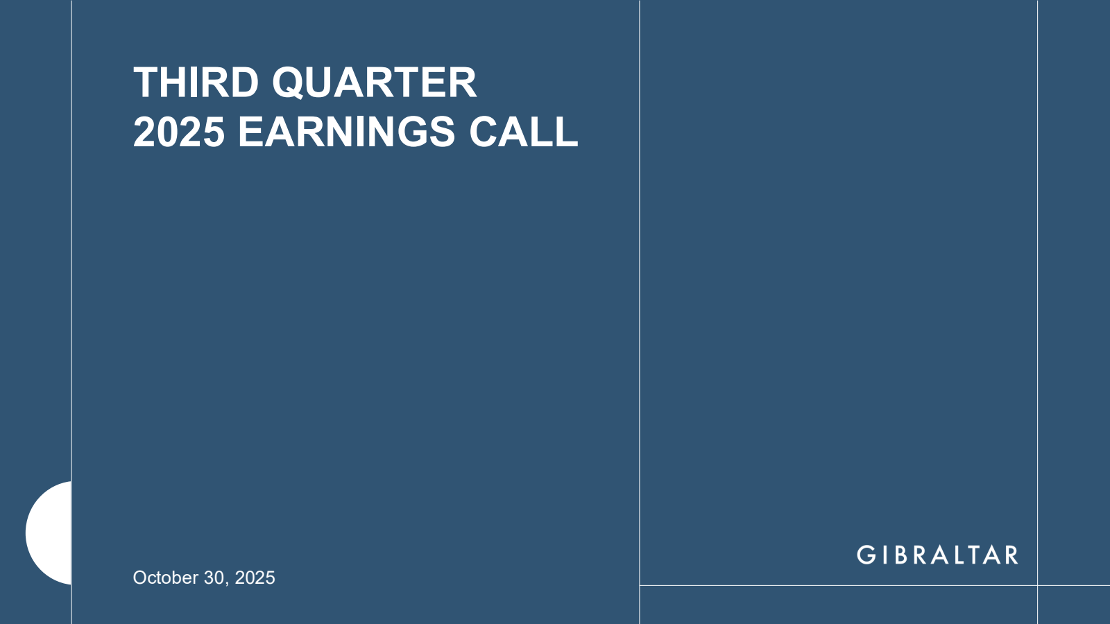 Gibraltar Industries' Q3 2025 Slide Deck