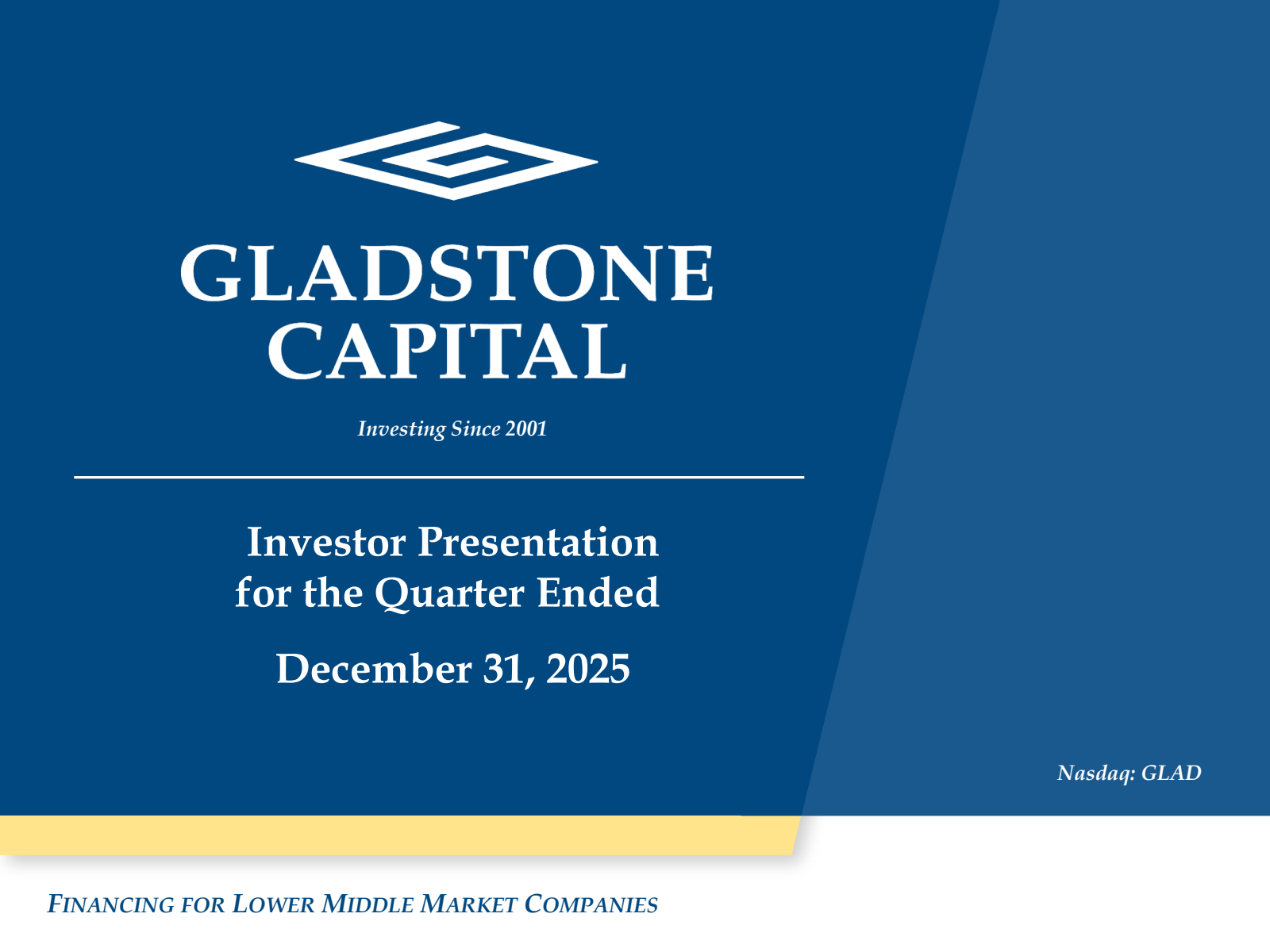Gladstone Capital's Q1 2026 Slide Deck