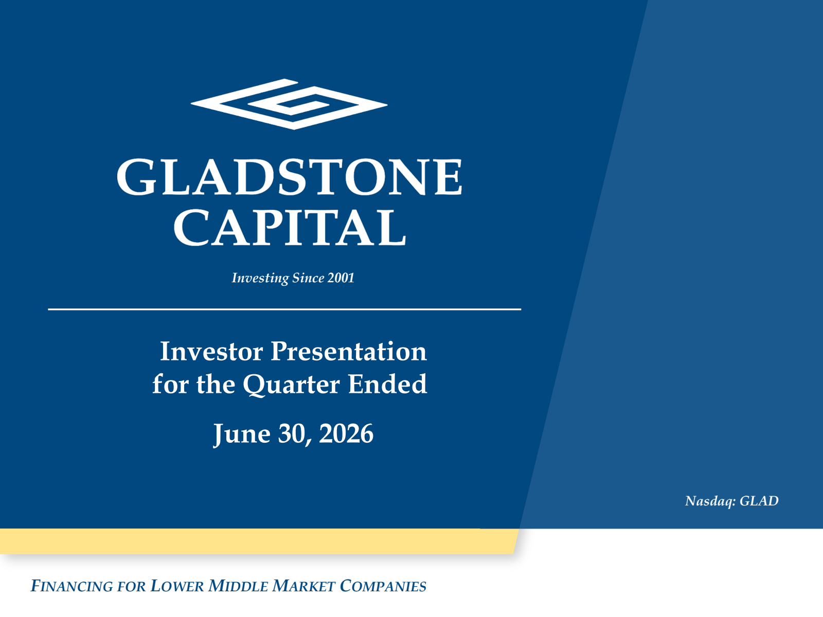 Gladstone Capital's Q3 2026 Slide Deck