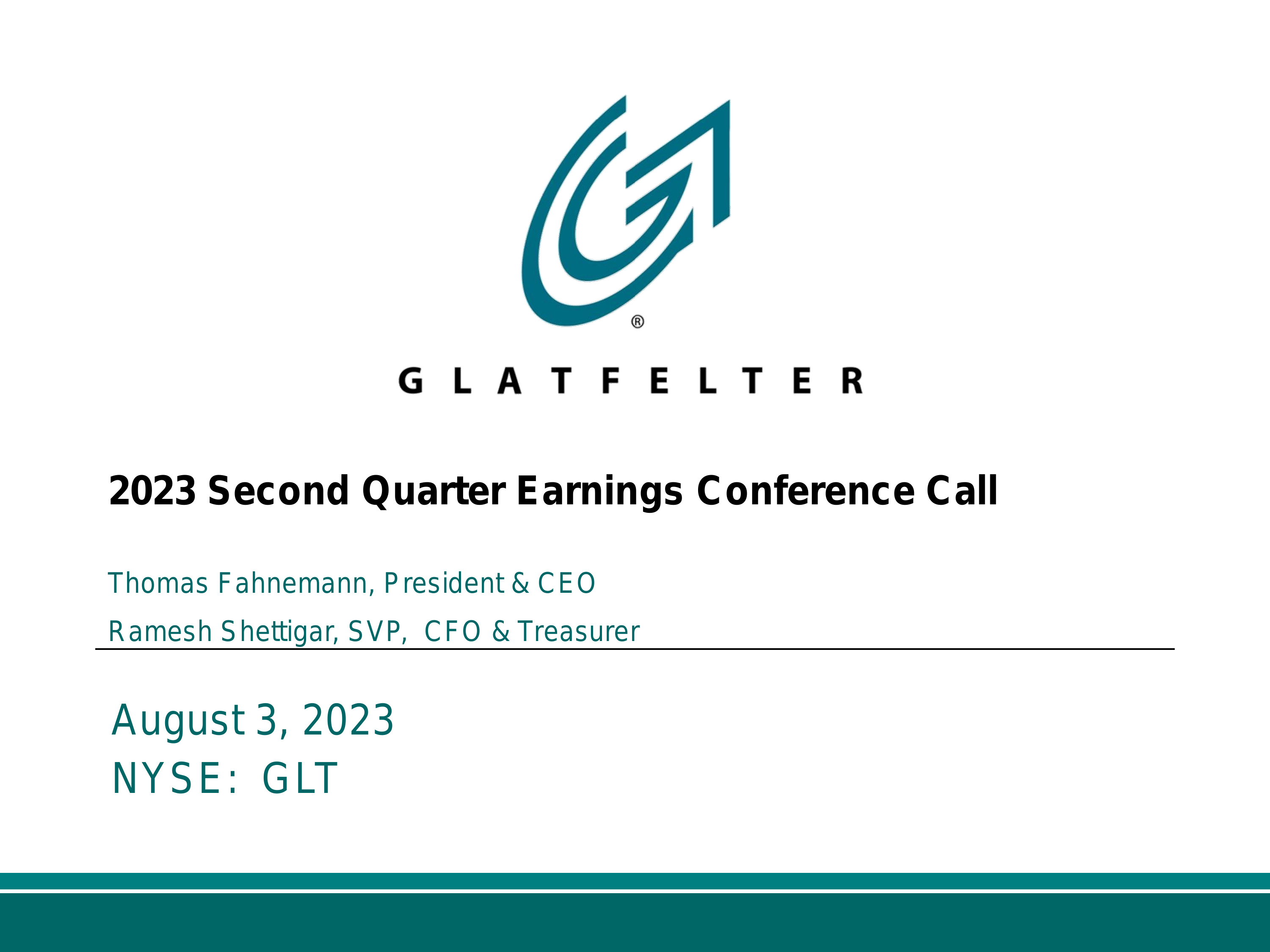 Glatfelter's Q2 2023 Slide Deck