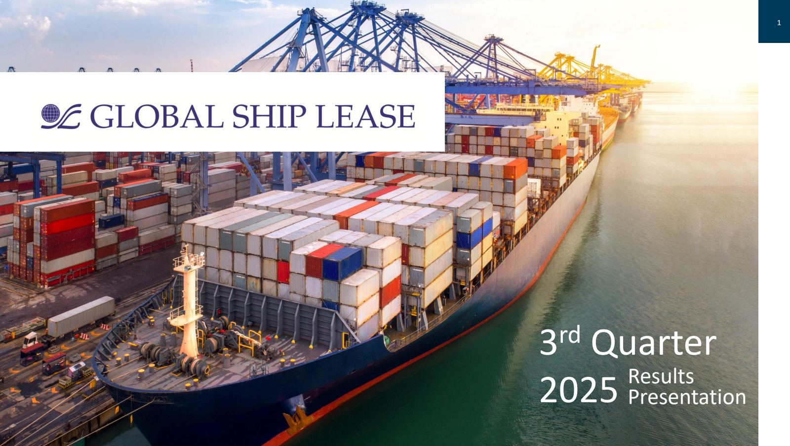 Global Ship Lease's Q3 2025 Slide Deck