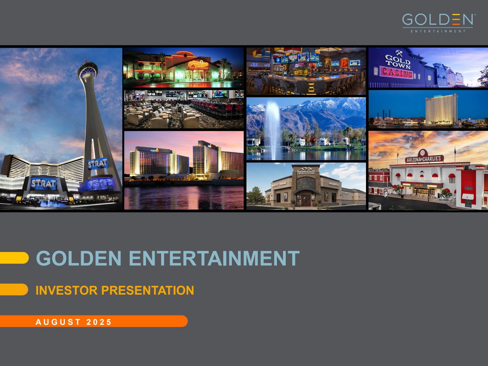 Golden Entertainment's Q2 2025 Slide Deck
