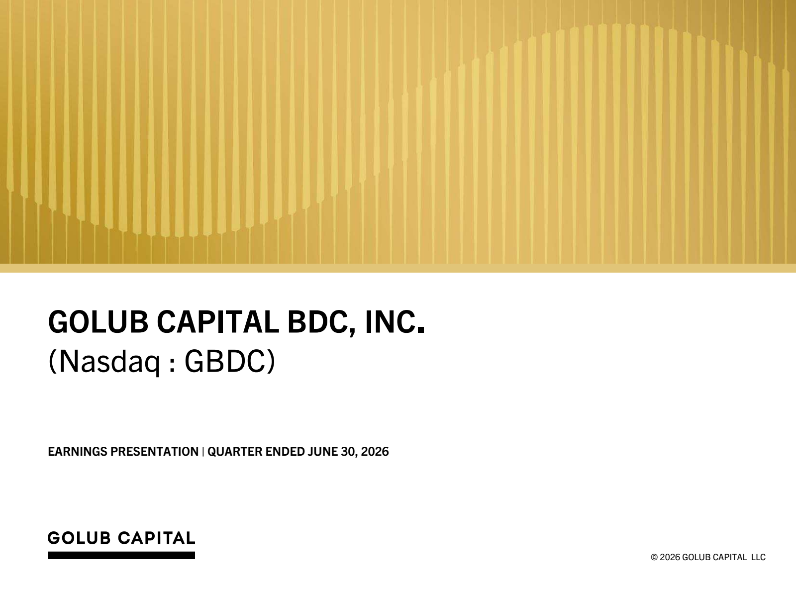 Golub Capital BDC's Q3 2026 Slide Deck