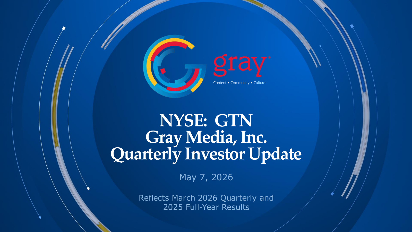Gray Media's Q1 2026 Slide Deck