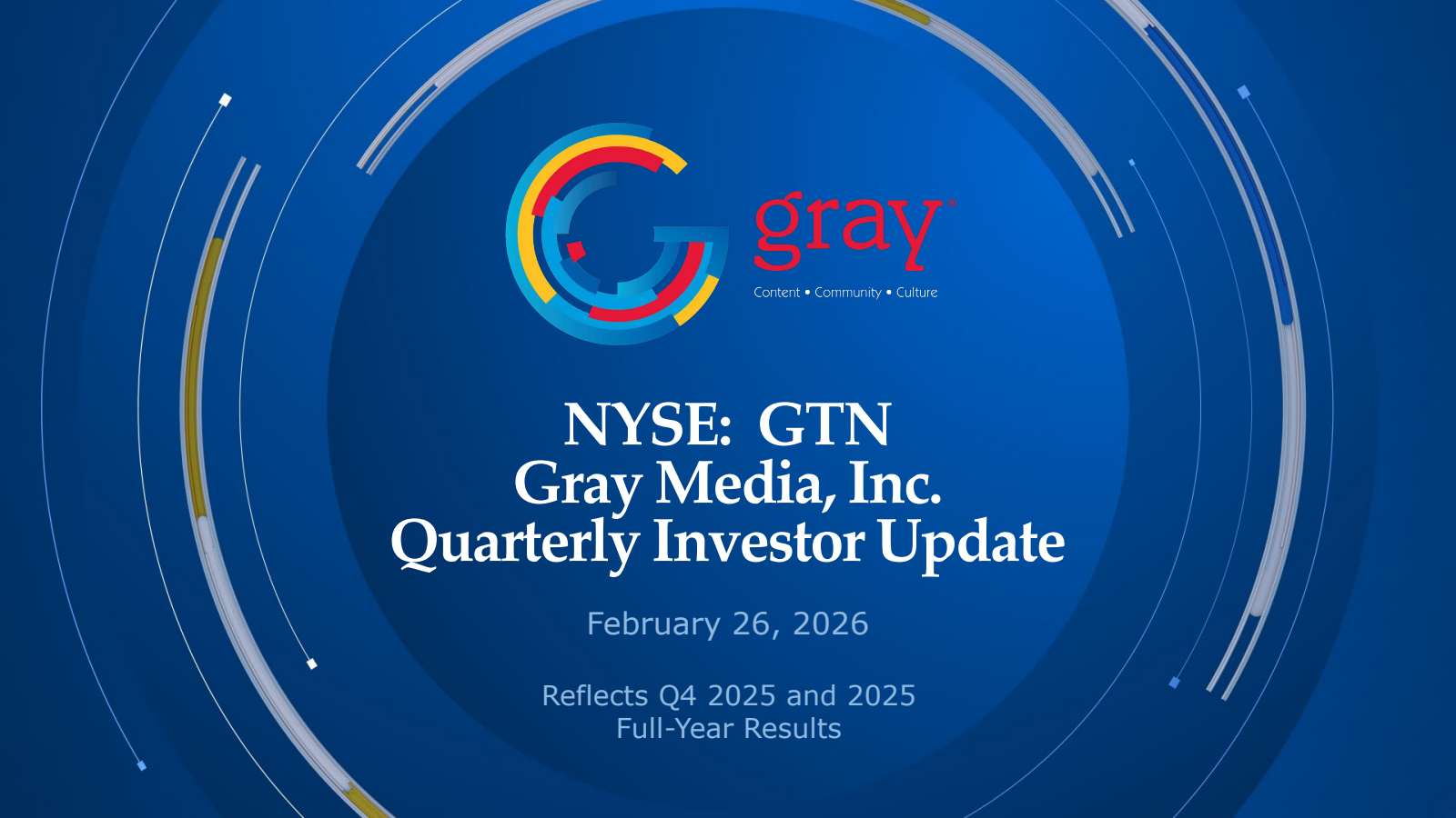 Gray Media's Q4 2025 Slide Deck