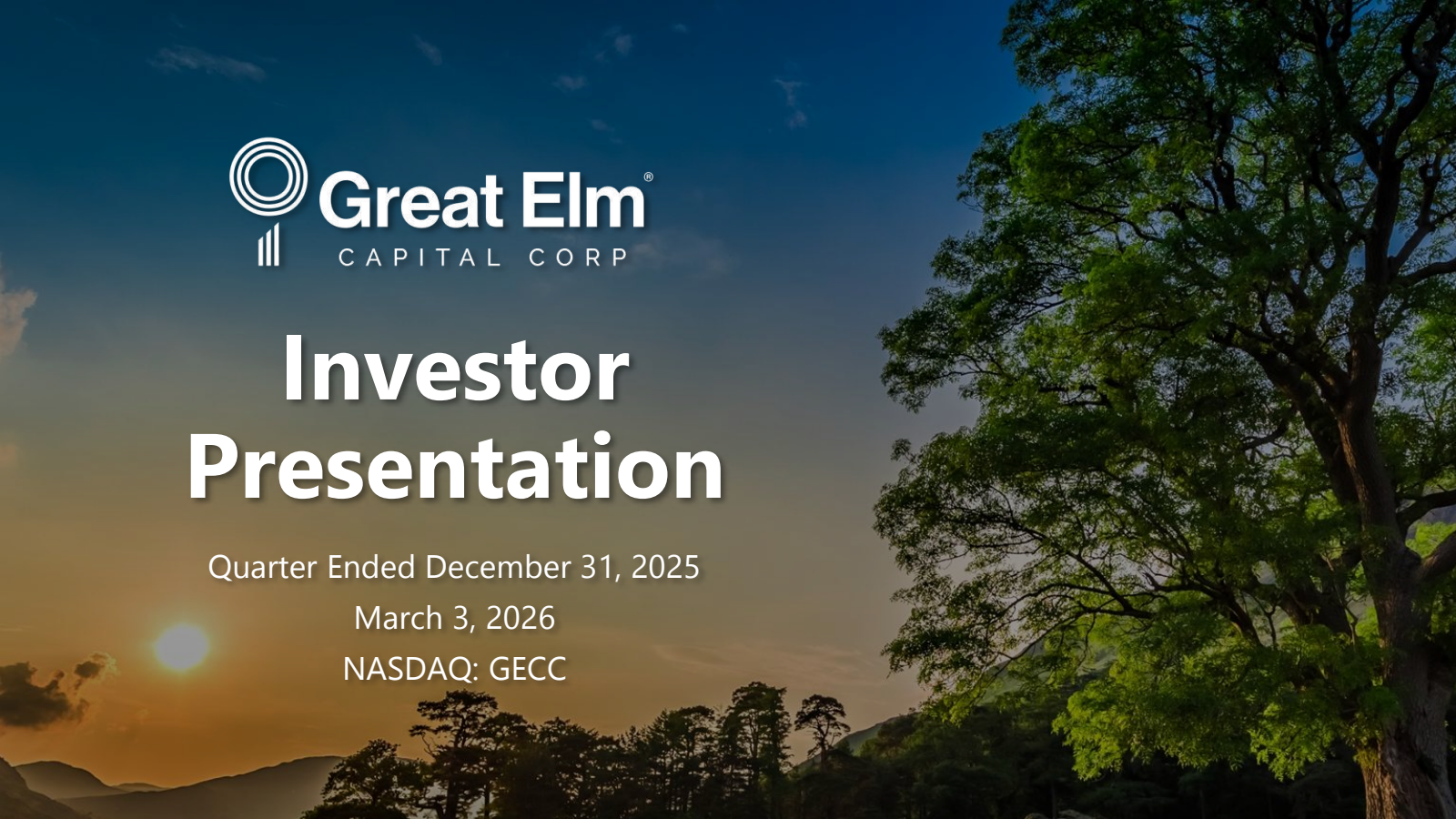 Great Elm Capital Group's Q4 2025 Slide Deck