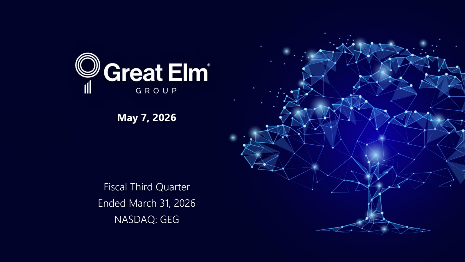 Great Elm Group's Q3 2026 Slide Deck