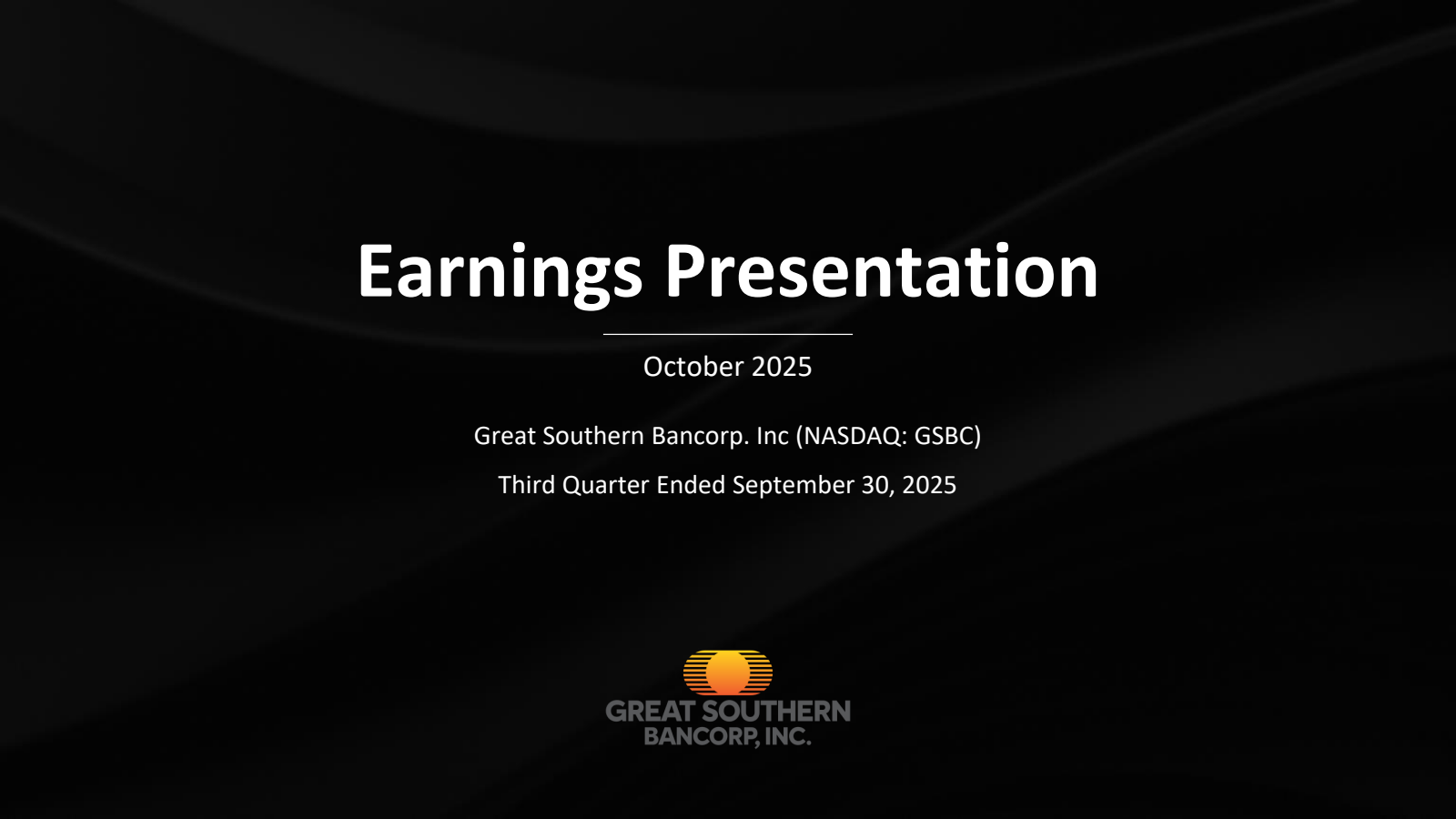 Great Southern Bancorp's Q3 2025 Slide Deck