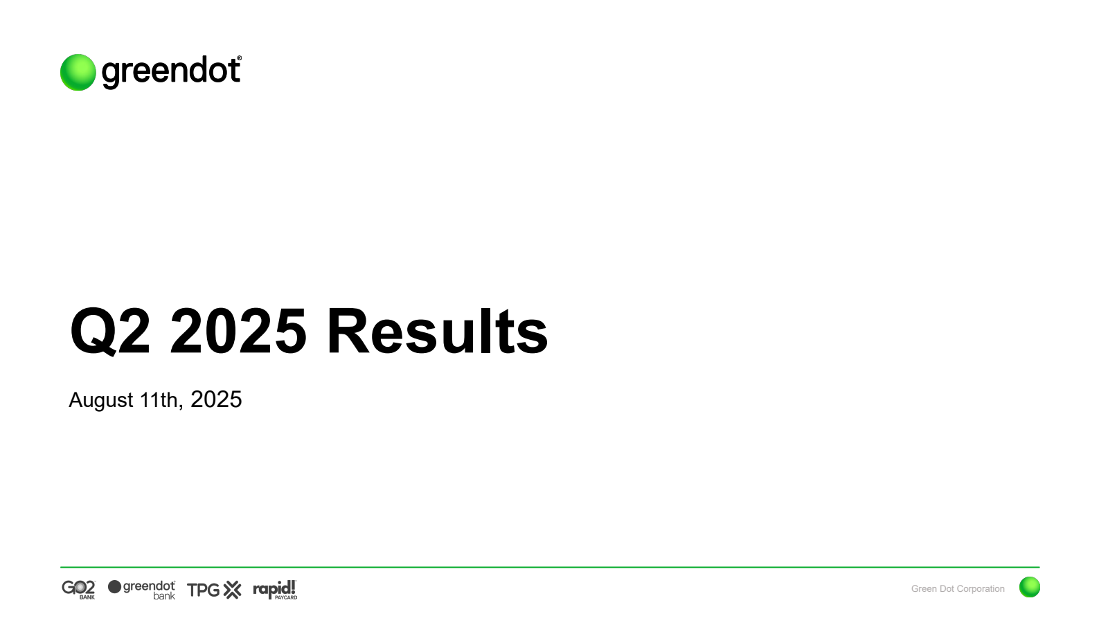 Green Dot's Q2 2025 Slide Deck