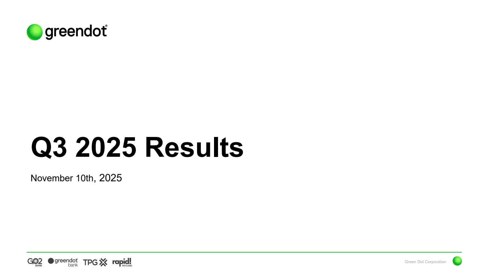 Green Dot's Q3 2025 Slide Deck