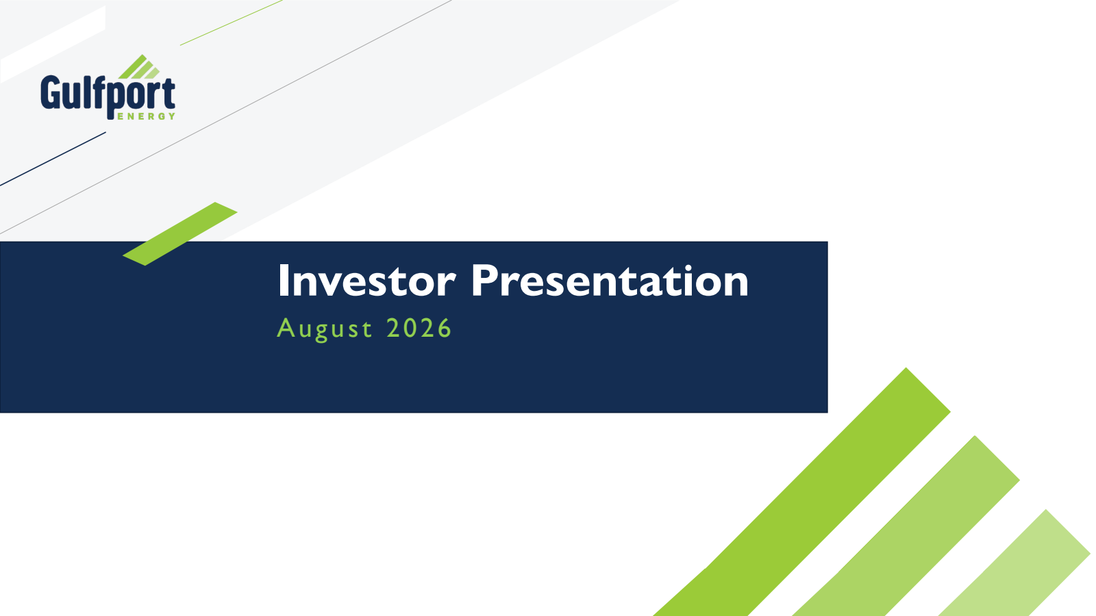 Gulfport Energy's Q2 2026 Slide Deck