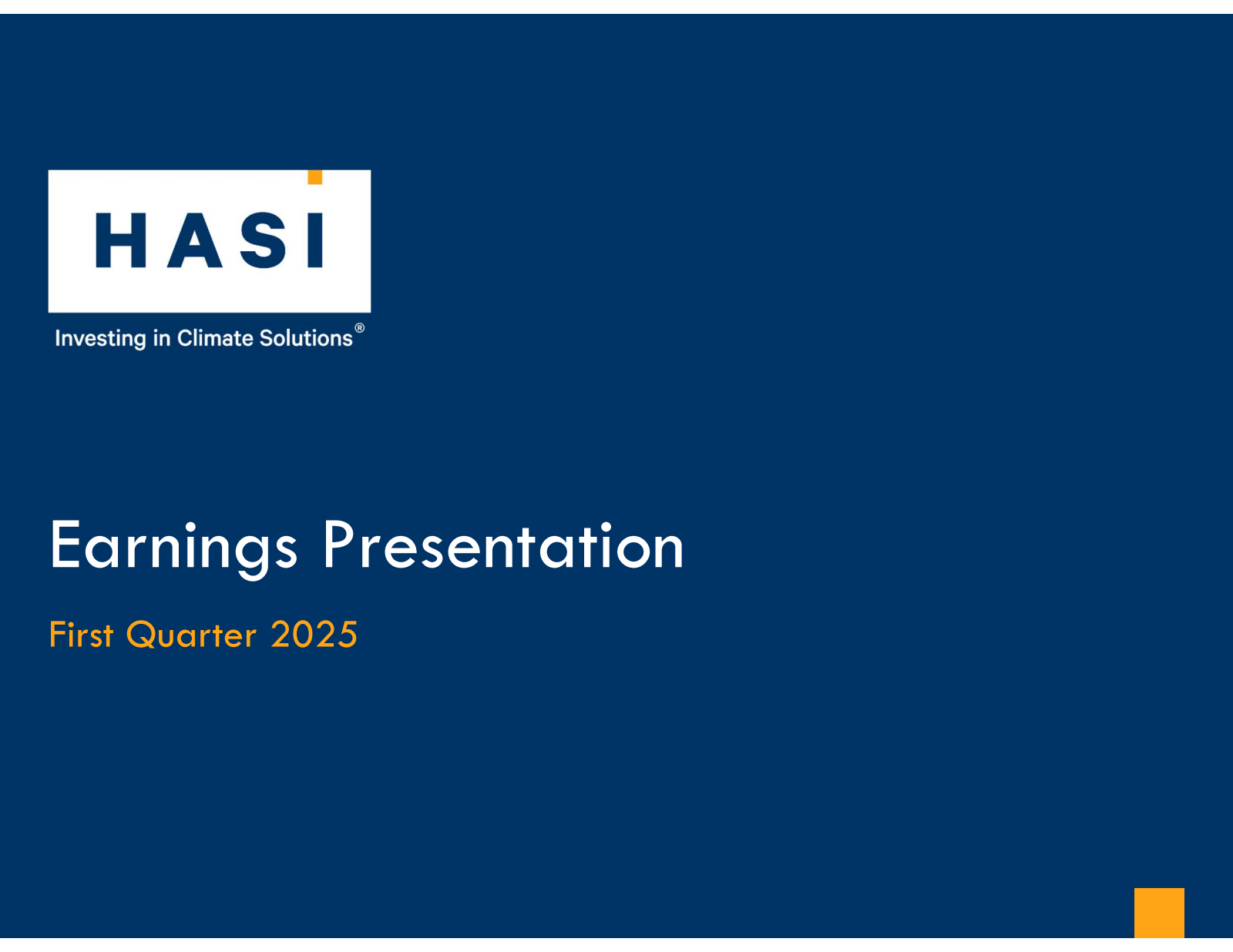 HA Sustainable Infrastructure Capital's Q1 2025 Slide Deck