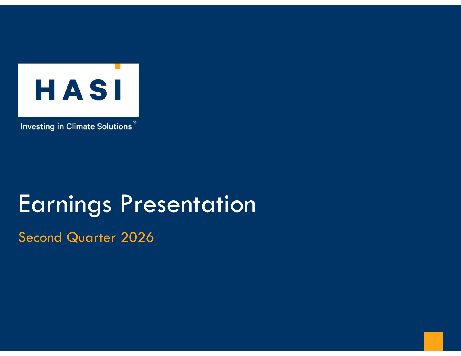 HA Sustainable Infrastructure Capital's Q2 2026 Slide Deck