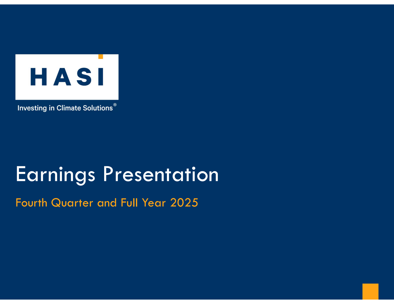 HA Sustainable Infrastructure Capital's Q4 2025 Slide Deck