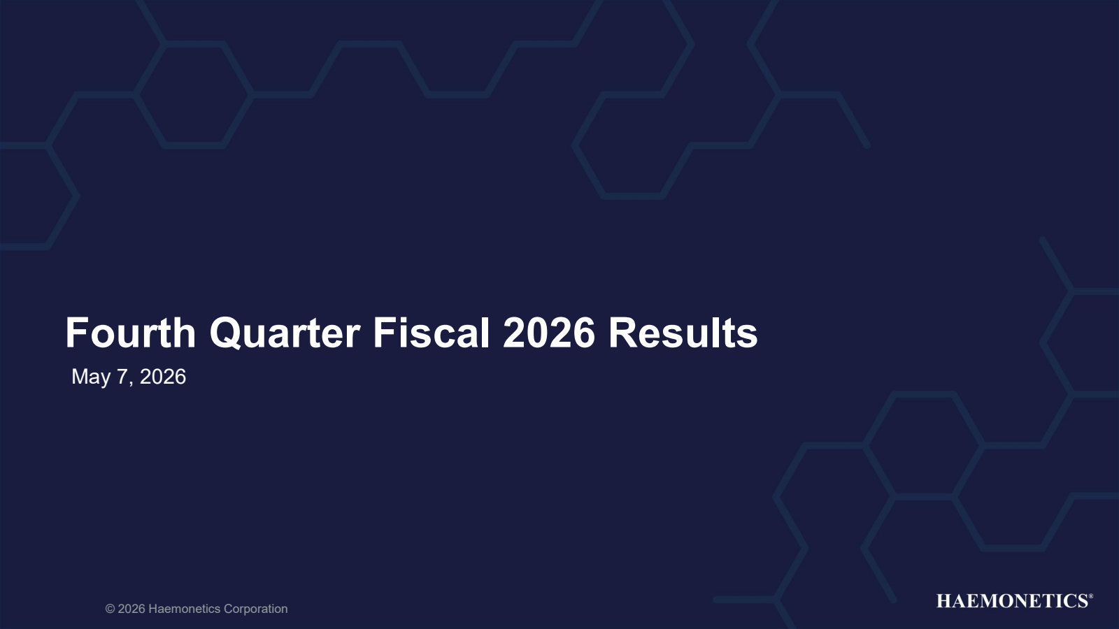 Haemonetics' Q4 2026 Slide Deck