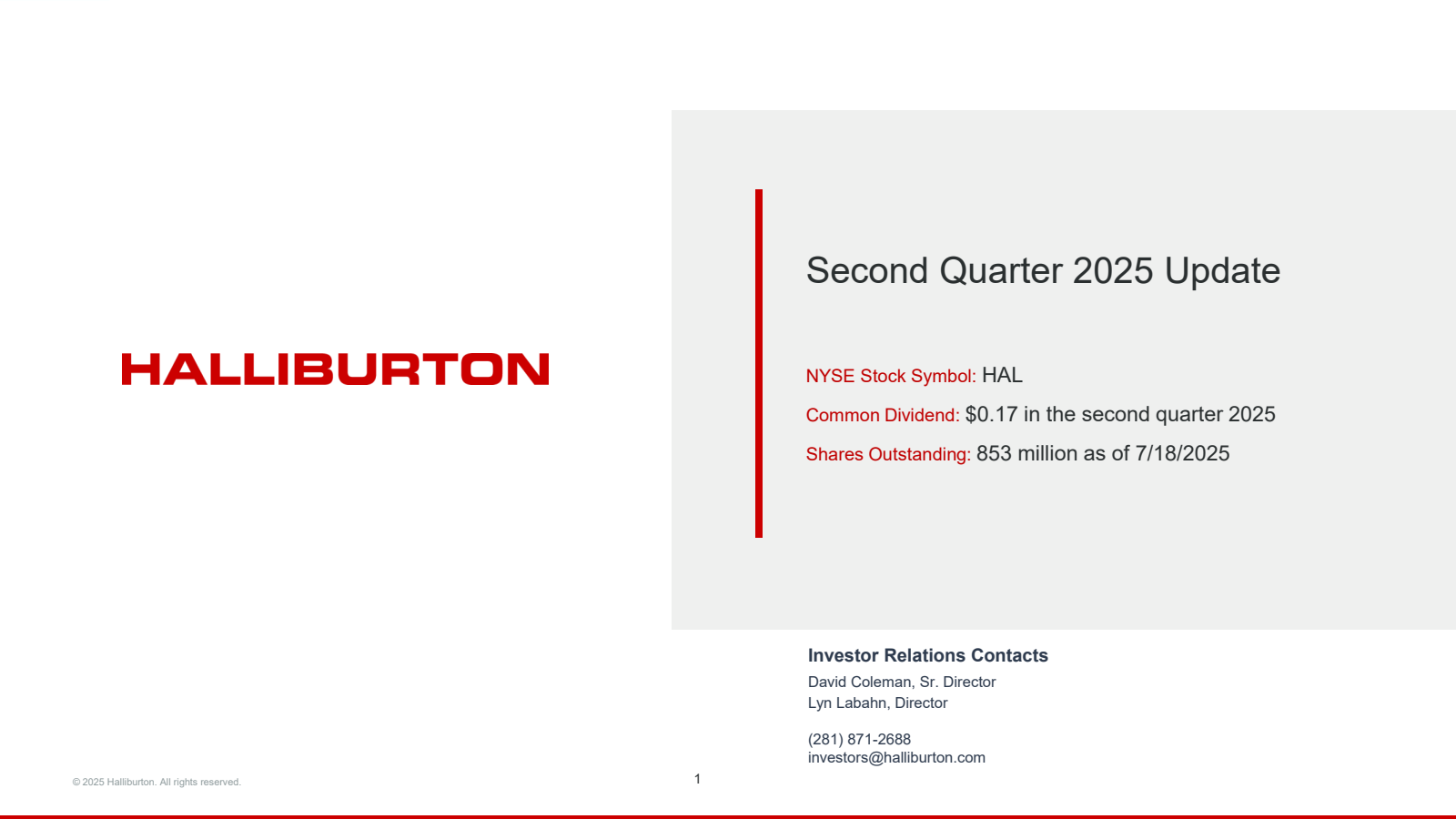 Halliburton's Q2 2025 Slide Deck
