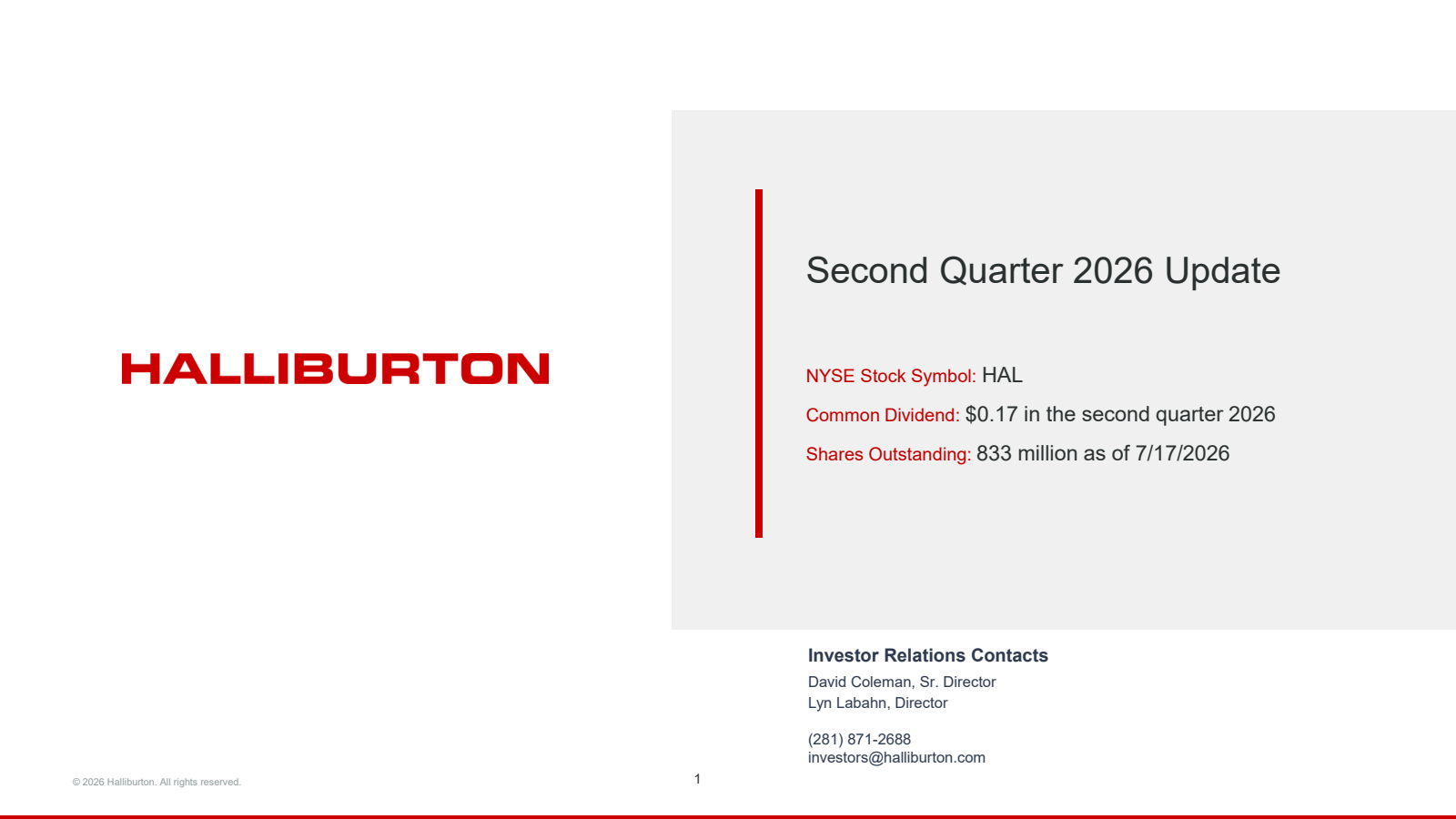 Halliburton's Q2 2026 Slide Deck