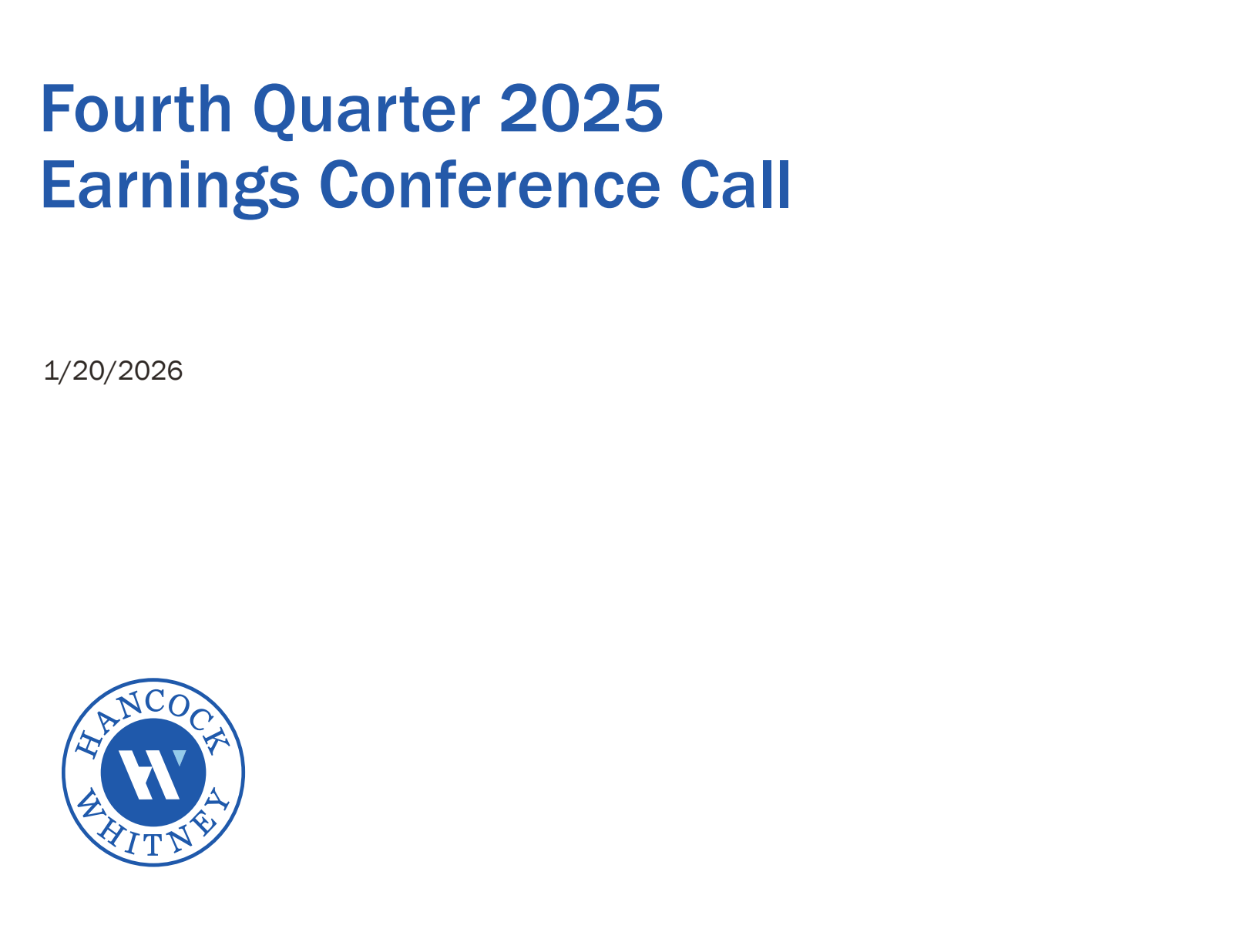 Hancock Whitney's Q4 2025 Slide Deck
