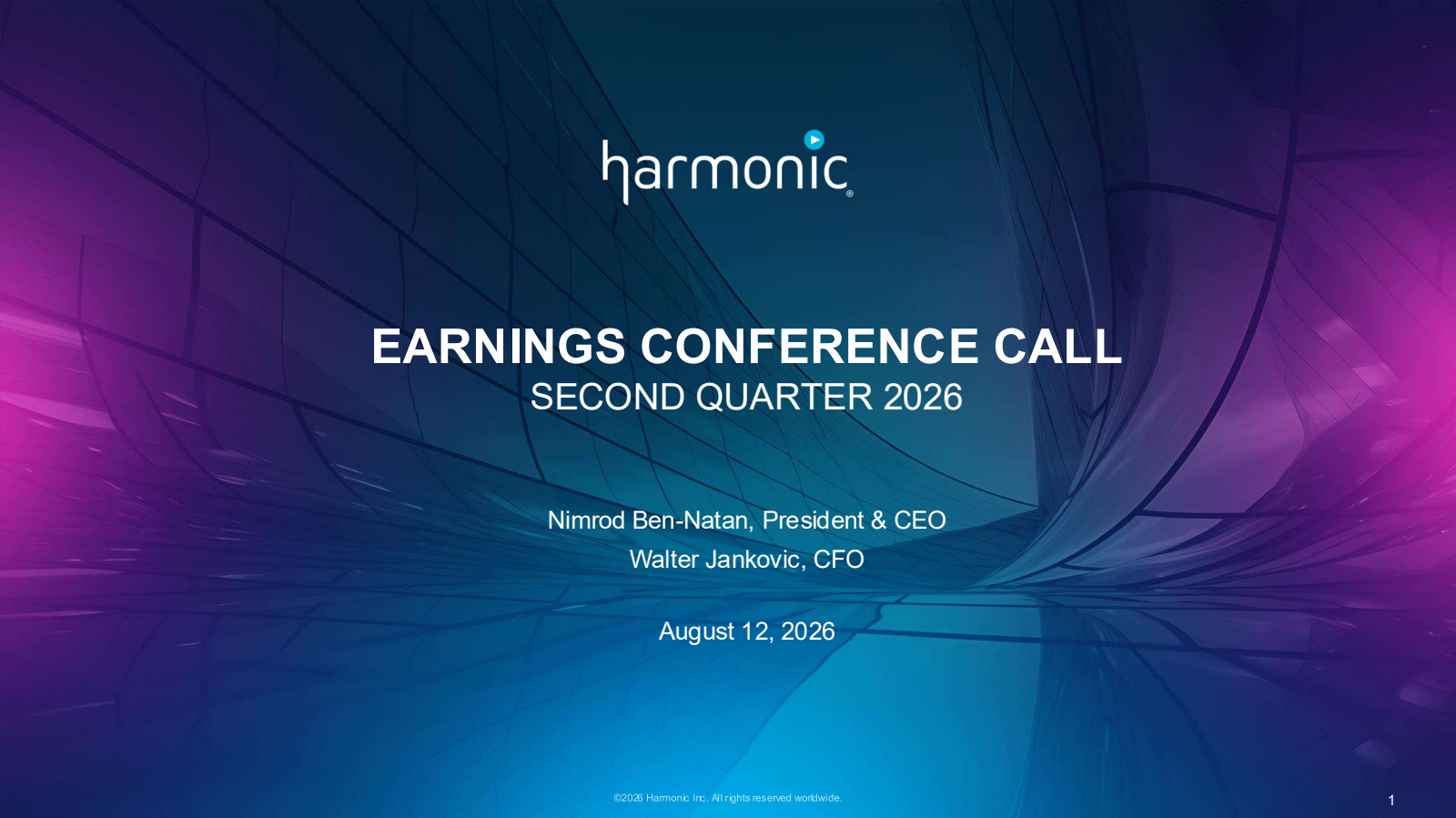 Harmonic's Q2 2026 Slide Deck