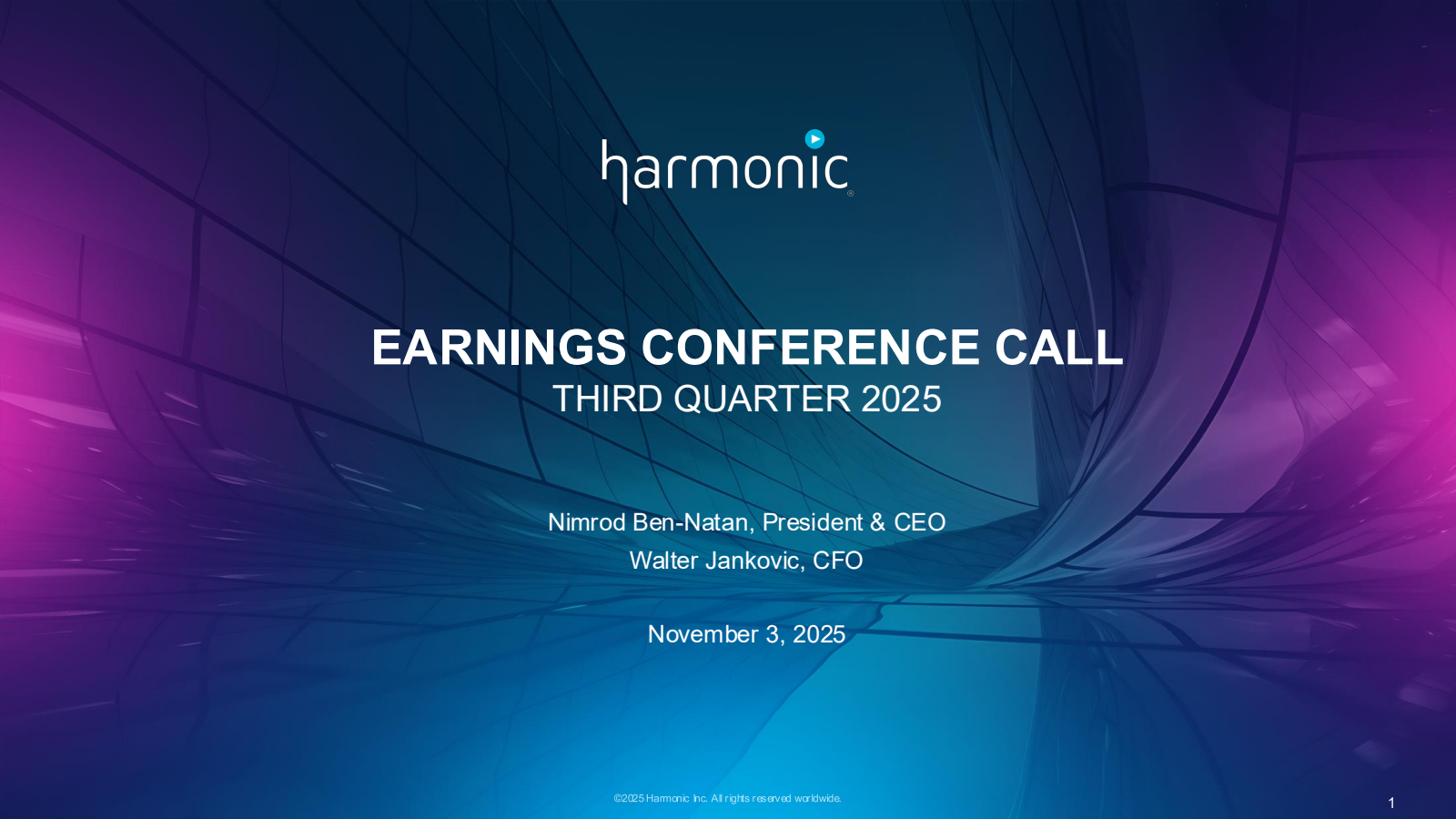 Harmonic's Q3 2025 Slide Deck