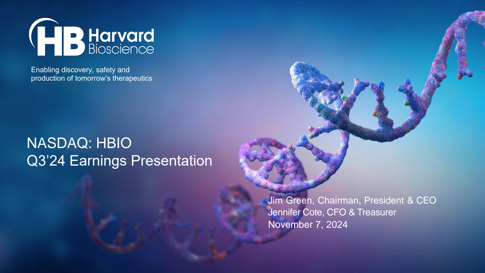 Harvard Bioscience's Q3 2024 Slide Deck