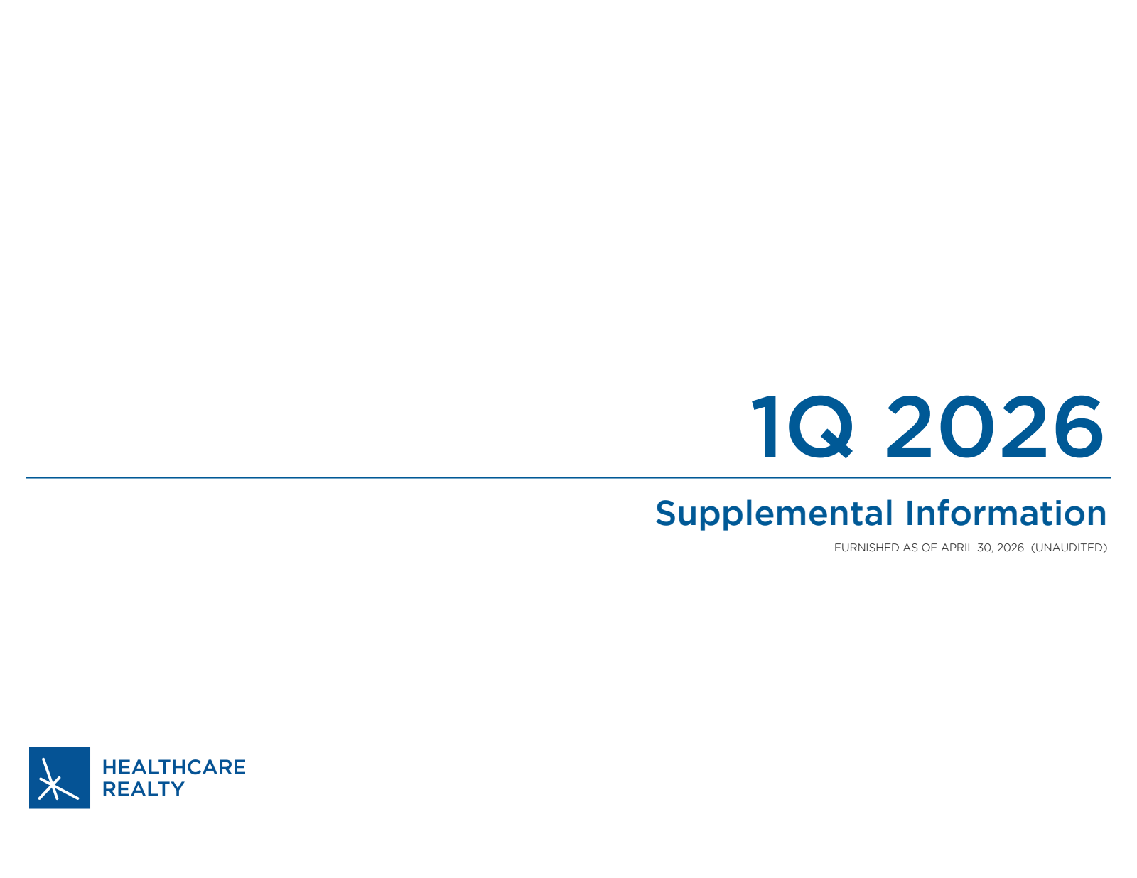 Healthcare Realty Trust's Q1 2026 Slide Deck