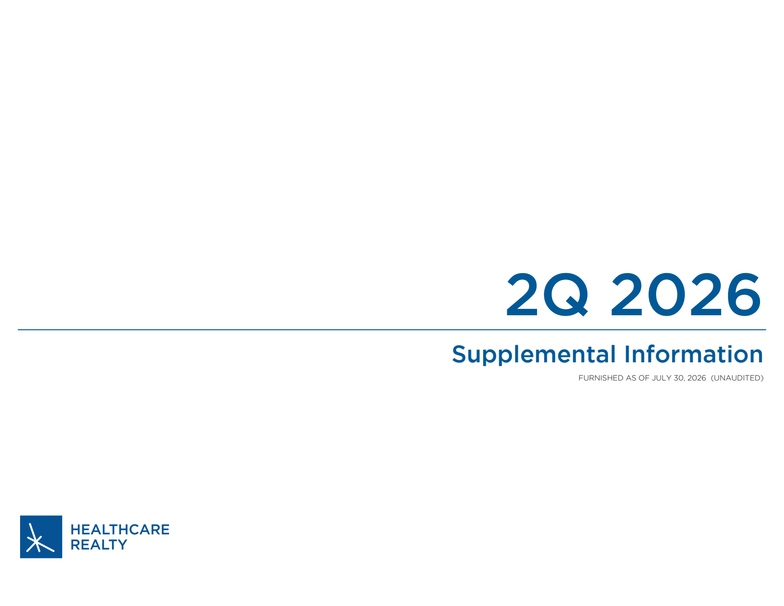 Healthcare Realty Trust's Q2 2026 Slide Deck