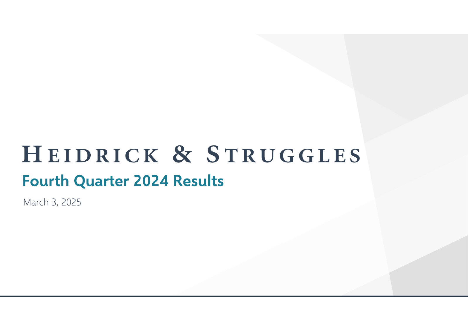 Heidrick & Struggles International's Q4 2024 Slide Deck