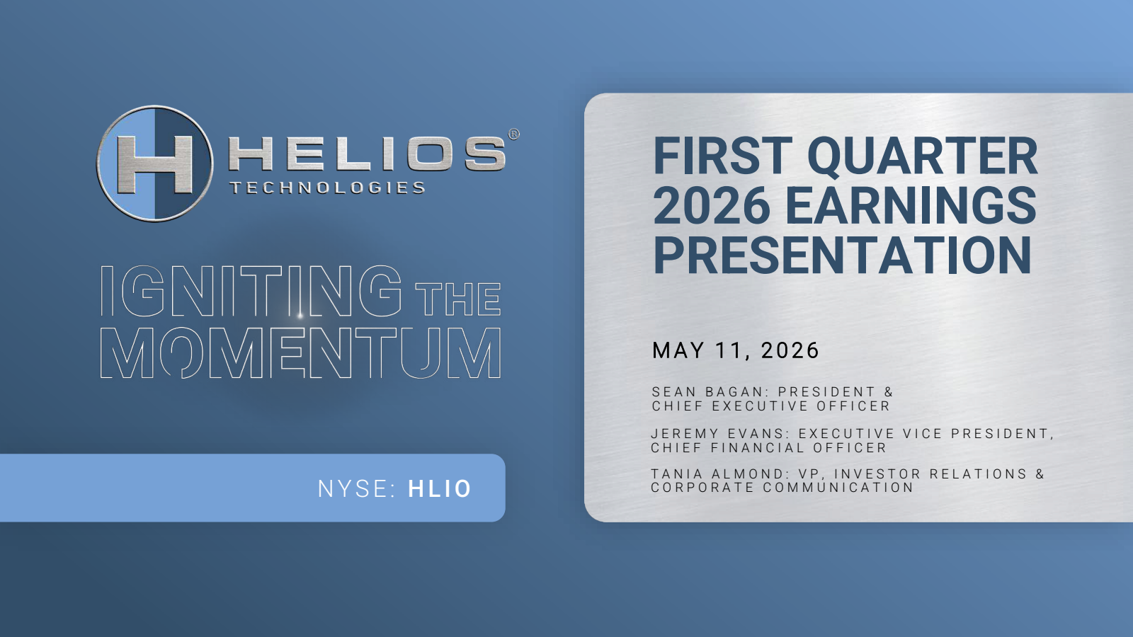 Helios Technologies' Q1 2026 Slide Deck