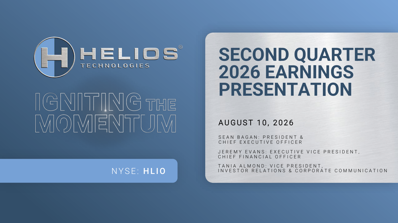 Helios Technologies' Q2 2026 Slide Deck