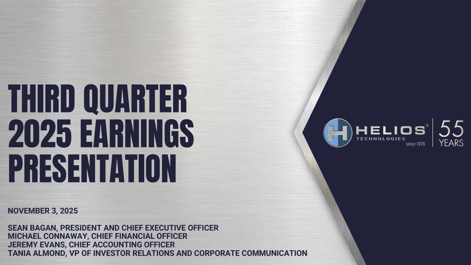 Helios Technologies' Q3 2025 Slide Deck