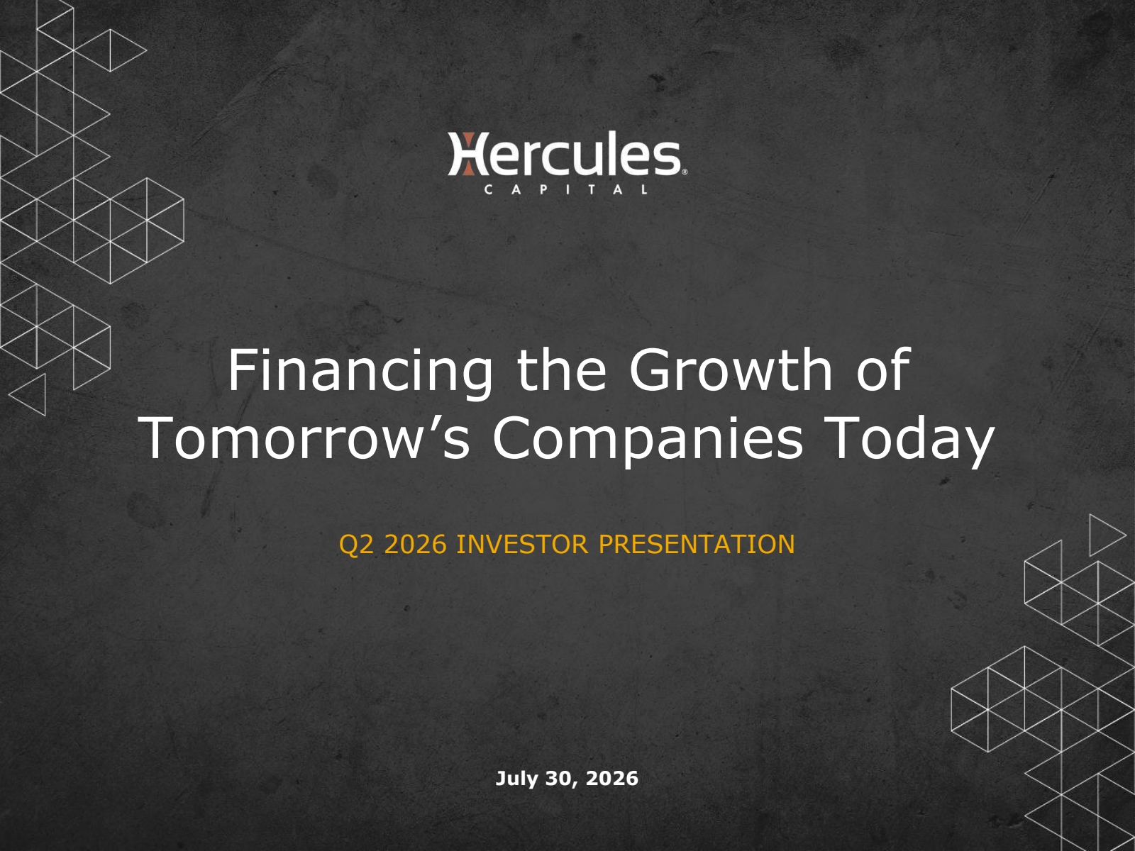 Hercules Capital's Q2 2026 Slide Deck