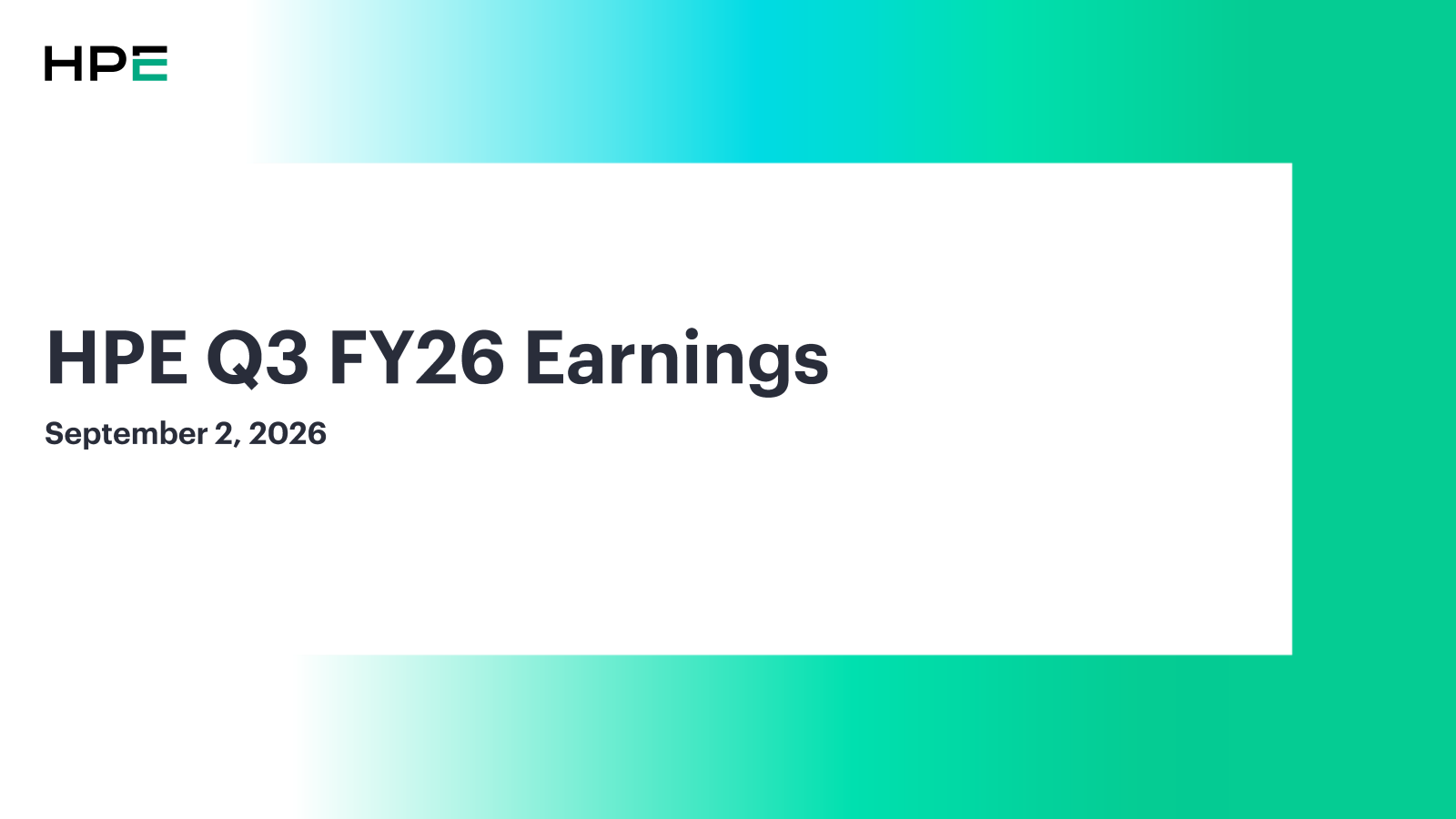 Hewlett Packard Enterprise's Q3 2026 Slide Deck
