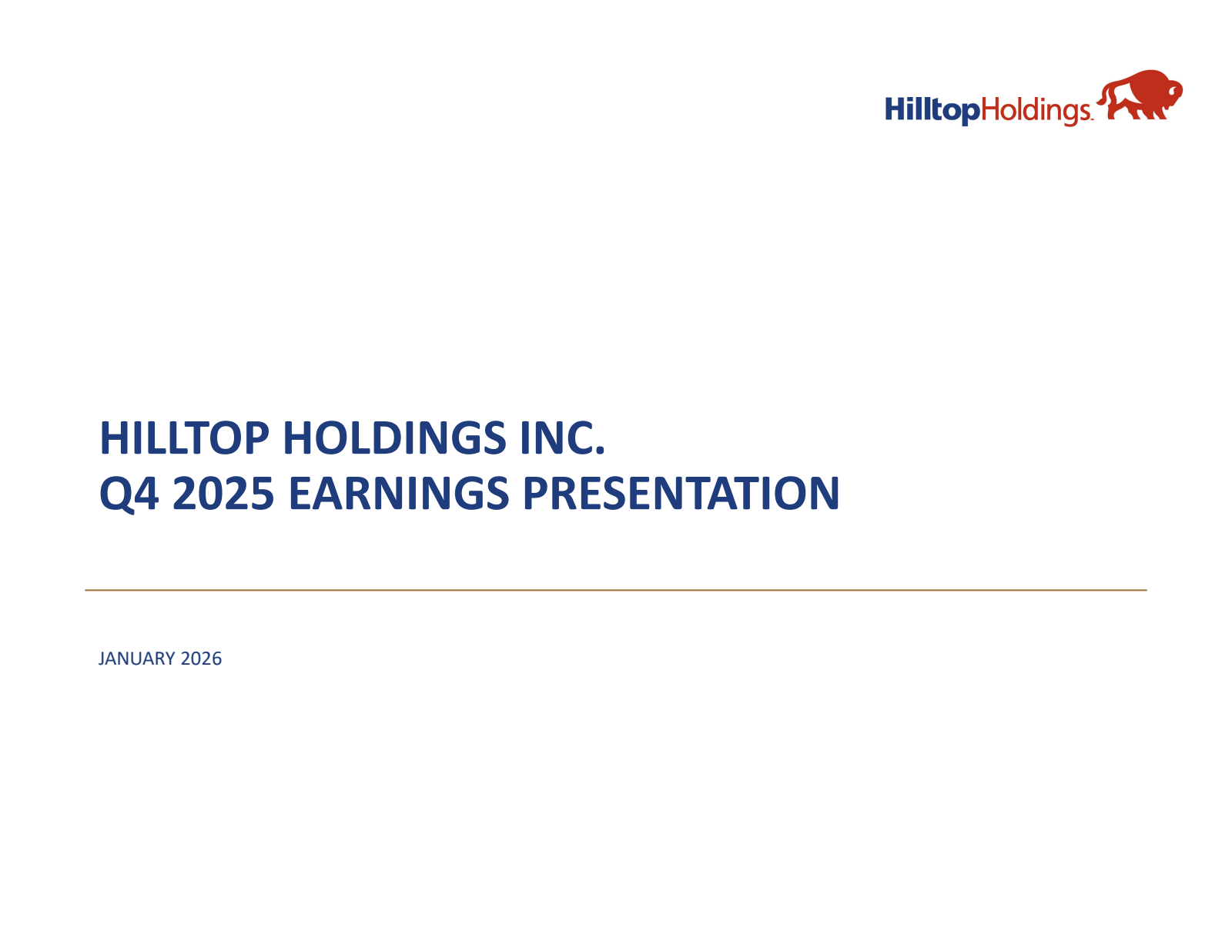 Hilltop's Q4 2025 Slide Deck