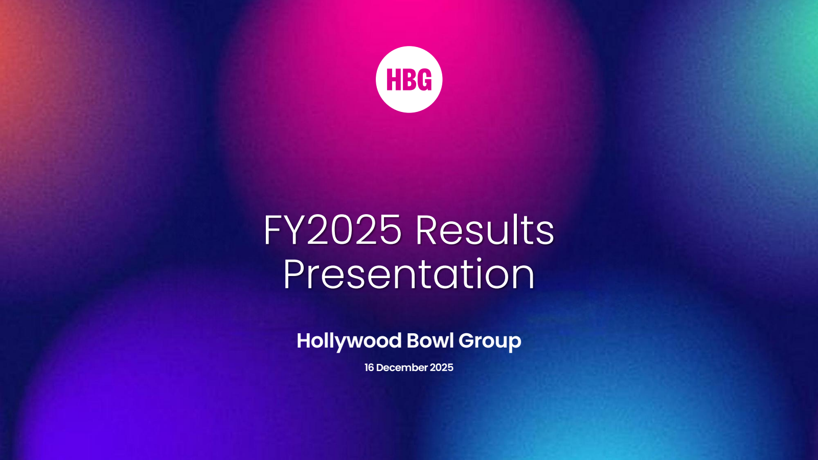 Hollywood Bowl Group's H2 2025 Slide Deck