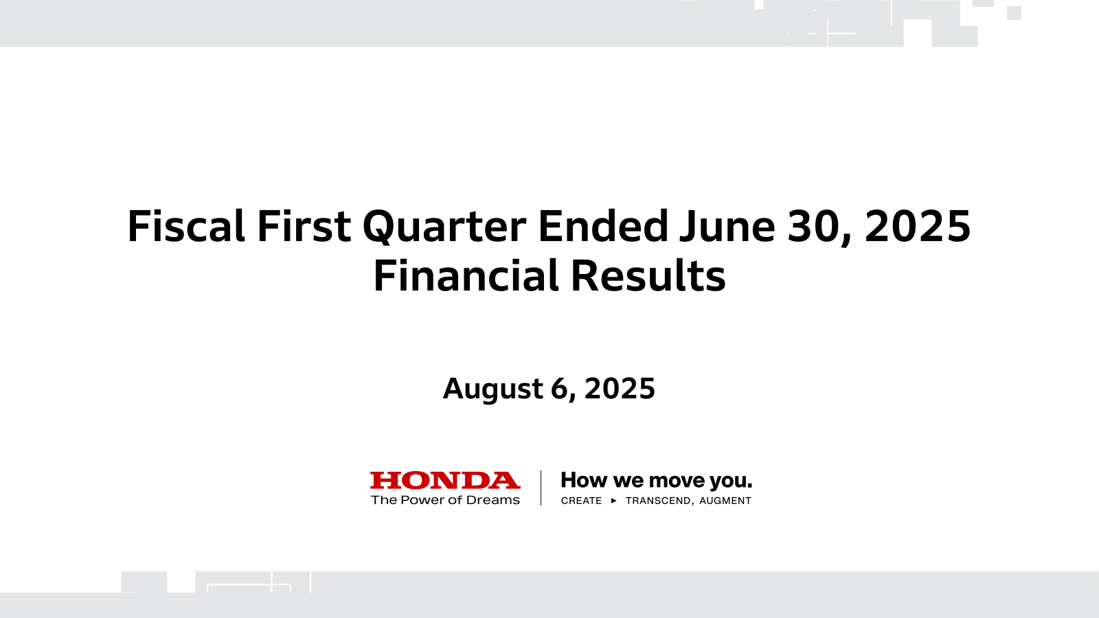 Honda Motor's Q1 2026 Slide Deck