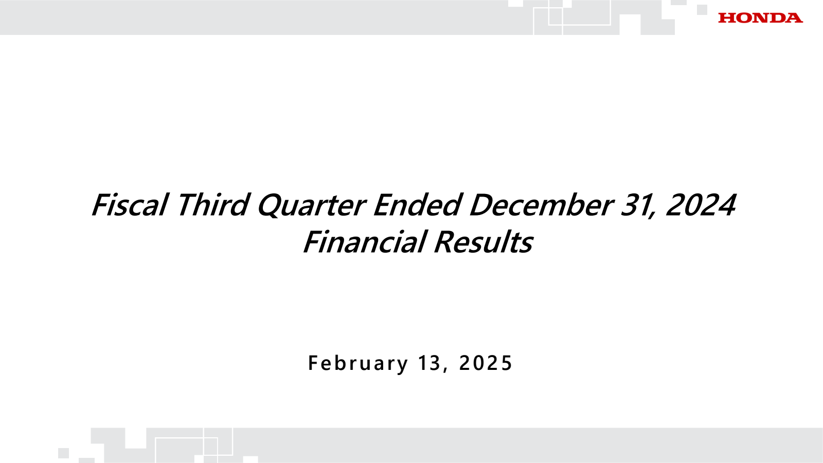 Honda Motor's Q3 2025 Slide Deck