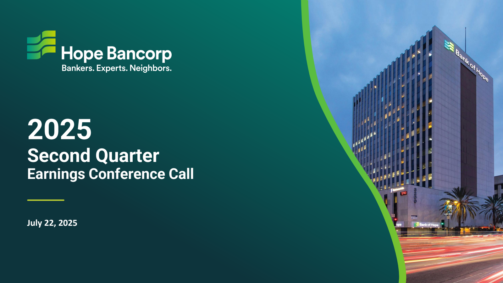 Hope Bancorp's Q2 2025 Slide Deck