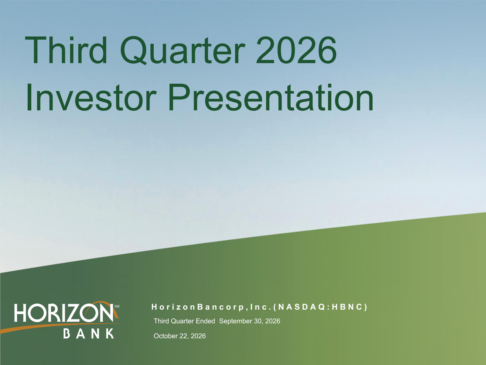 Horizon Bancorp (IN)'s Q3 2026 Slide Deck