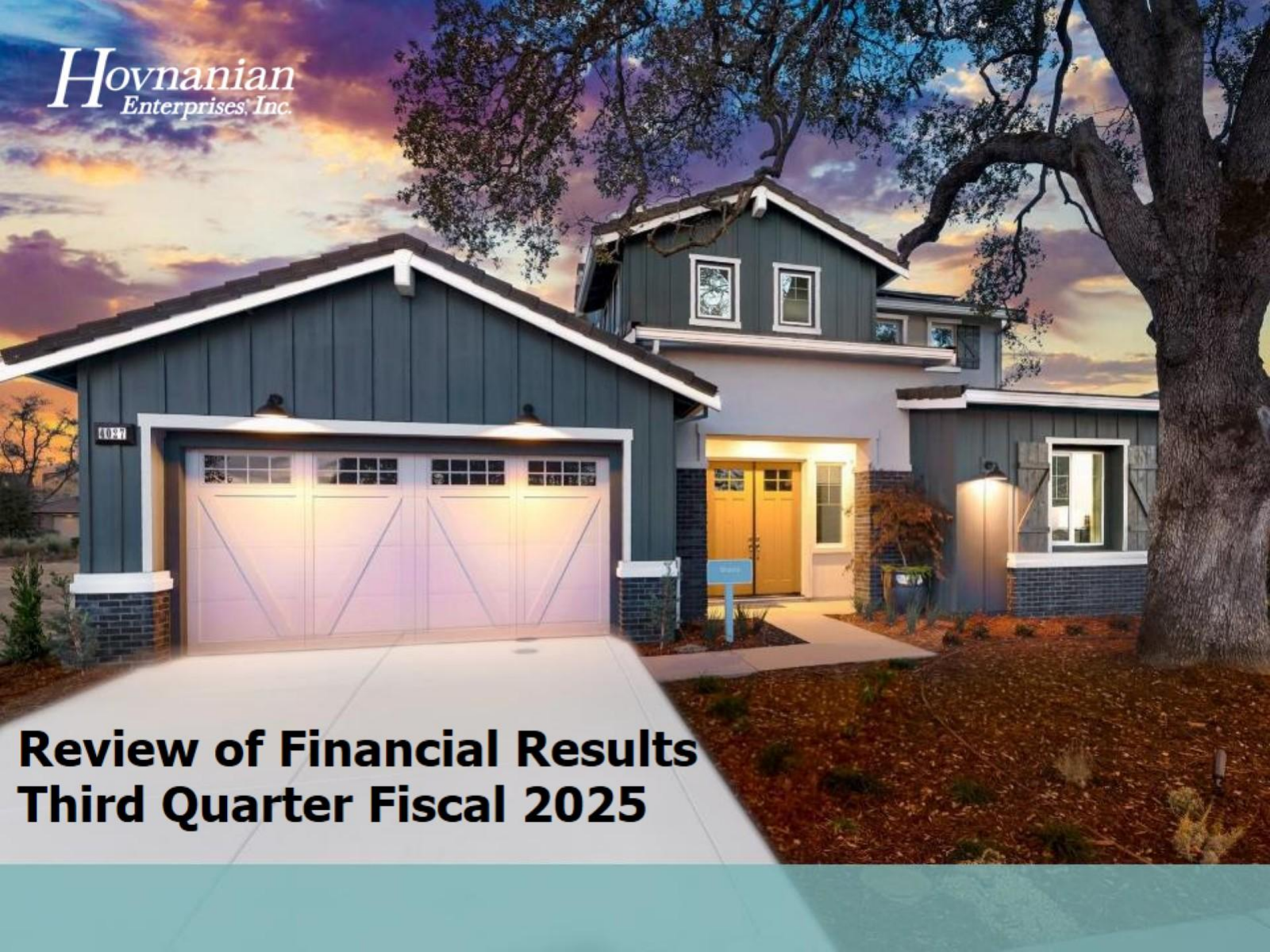 Hovnanian Enterprises' Q3 2025 Slide Deck