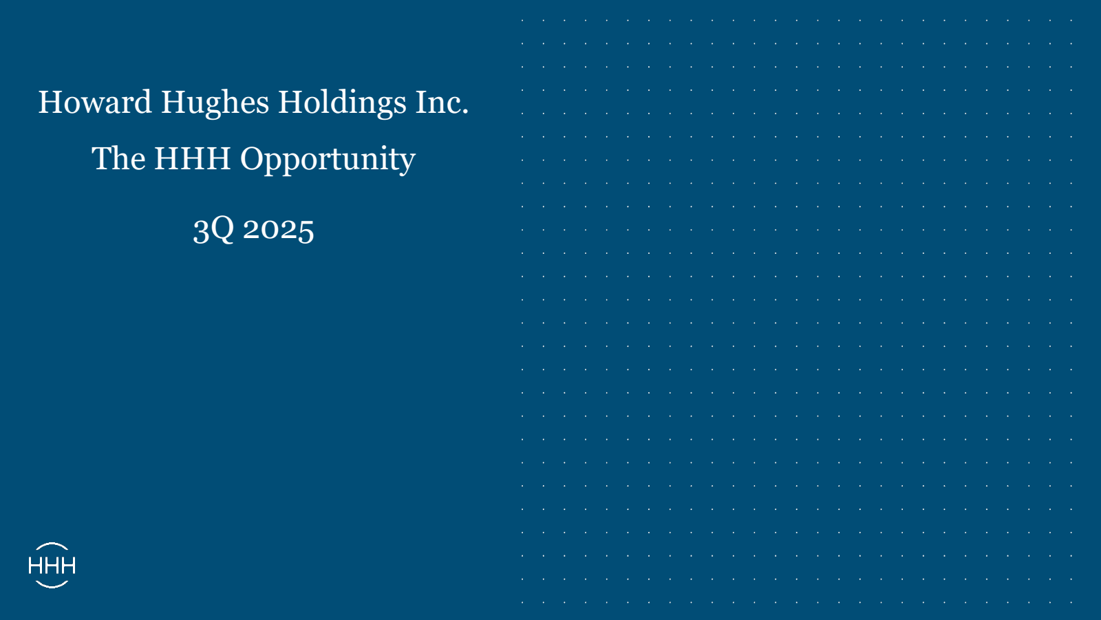 Howard Hughes' Q3 2025 Slide Deck