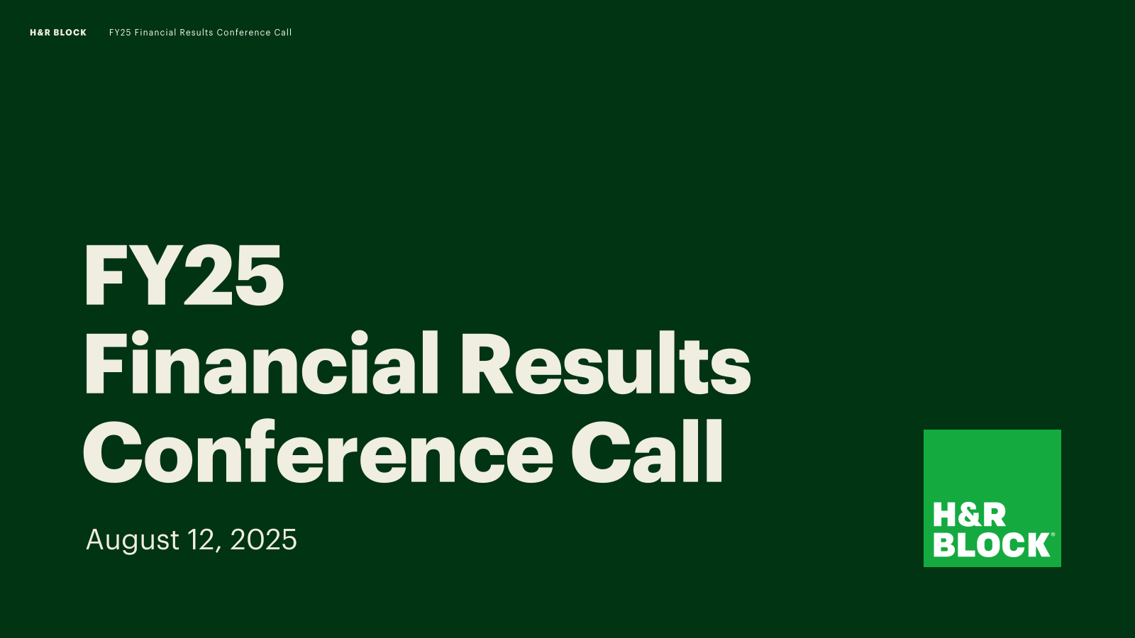 H&R Block's Q4 2025 Slide Deck