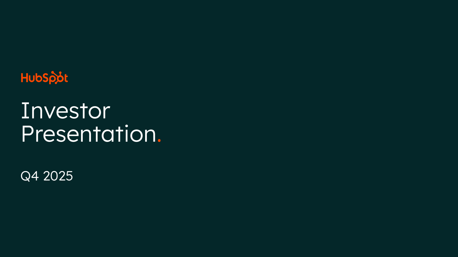 HubSpot's Q4 2025 Slide Deck
