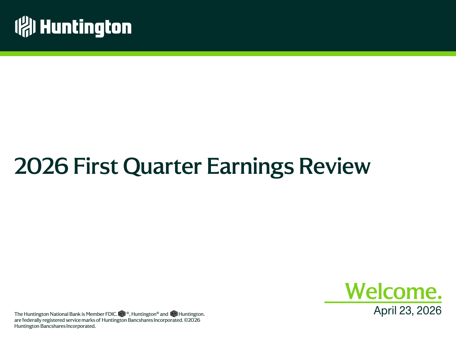 Huntington Bancshares' Q1 2026 Slide Deck