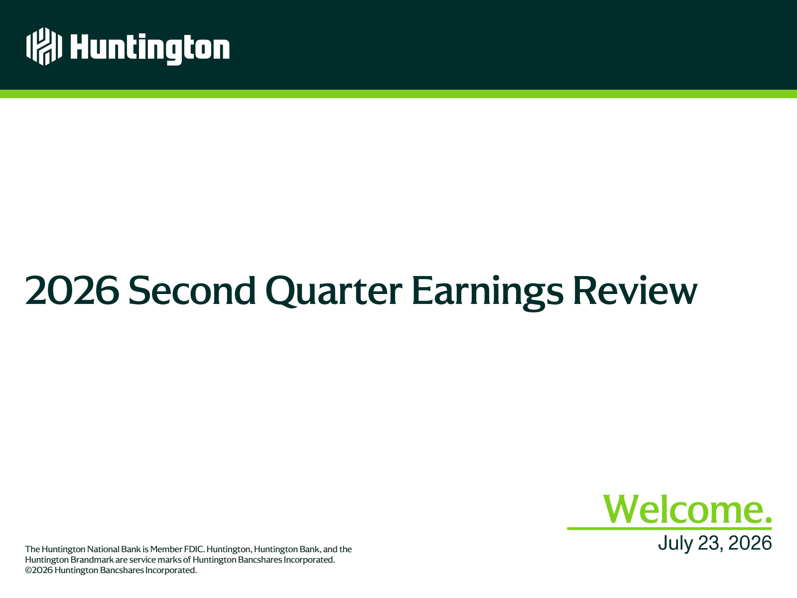 Huntington Bancshares' Q2 2026 Slide Deck