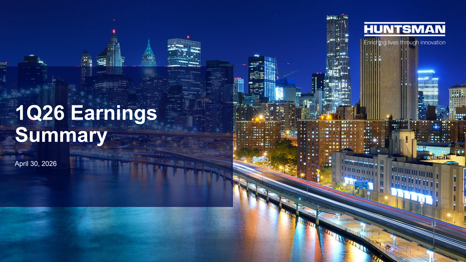 Huntsman's Q1 2026 Slide Deck