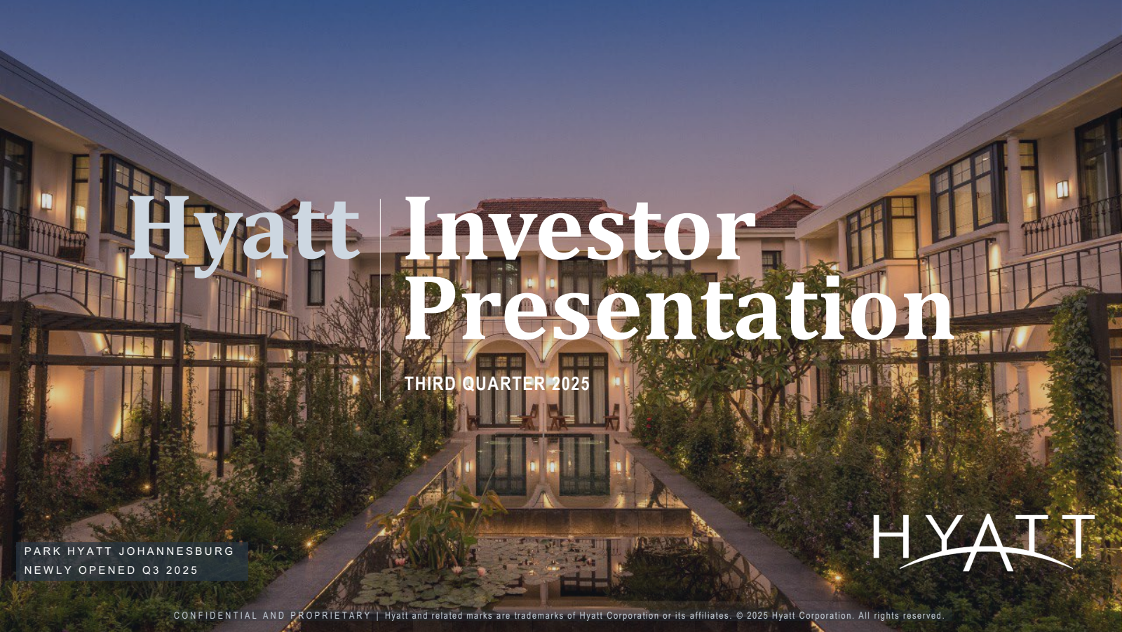 Hyatt Hotels' Q3 2025 Slide Deck